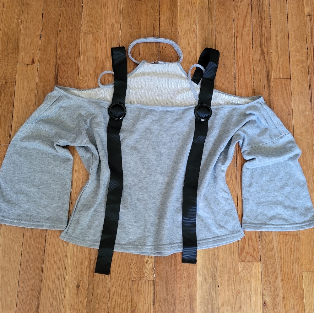 Grey Off Shoulder Top